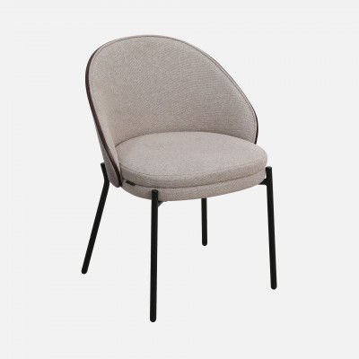 Arles chair taupe chenille with ash back in wenge finish and black metal legs Arles chair taupe chenille with ash back in wenge finish and black metal legs