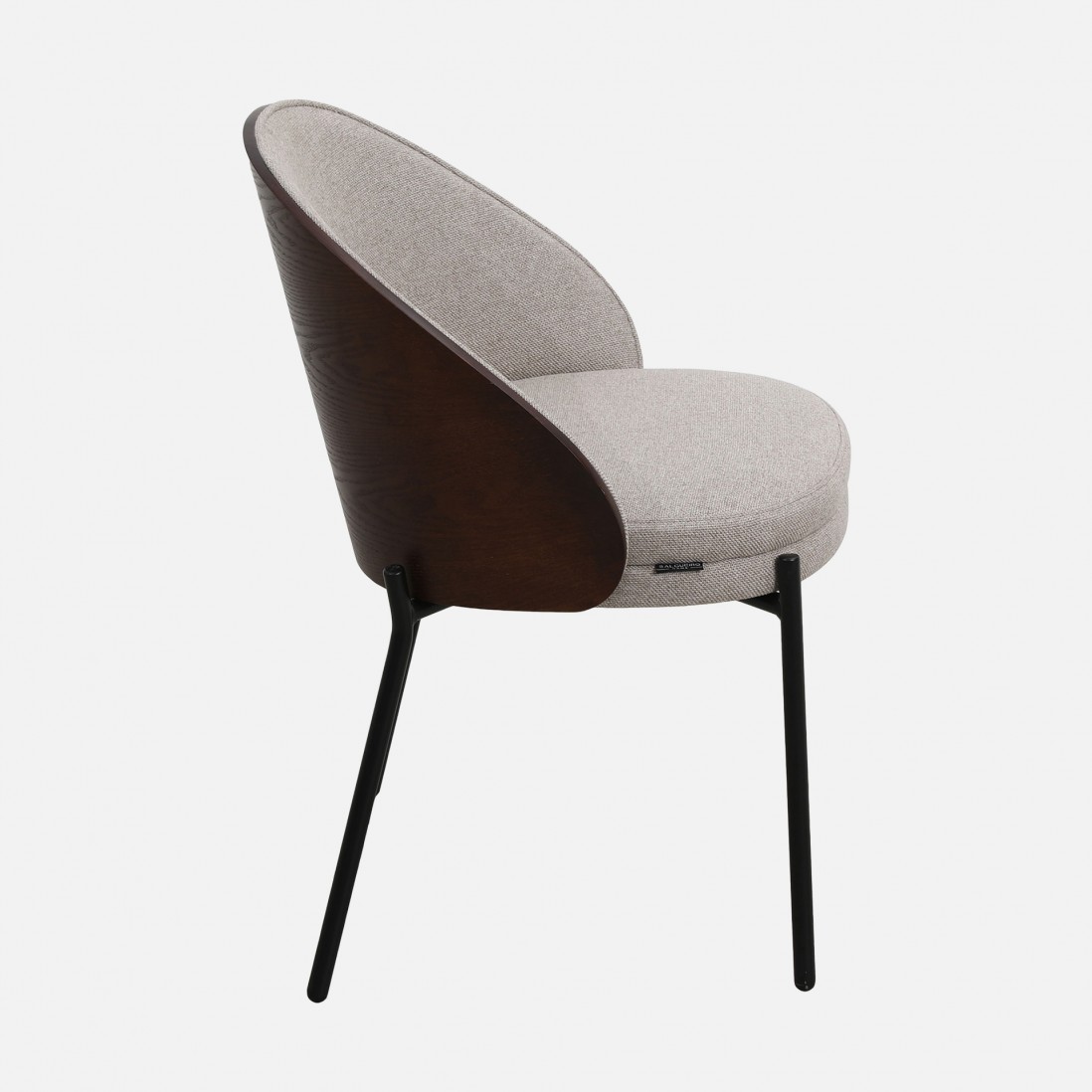 Arles chair taupe chenille with ash back in wenge finish and black metal legs