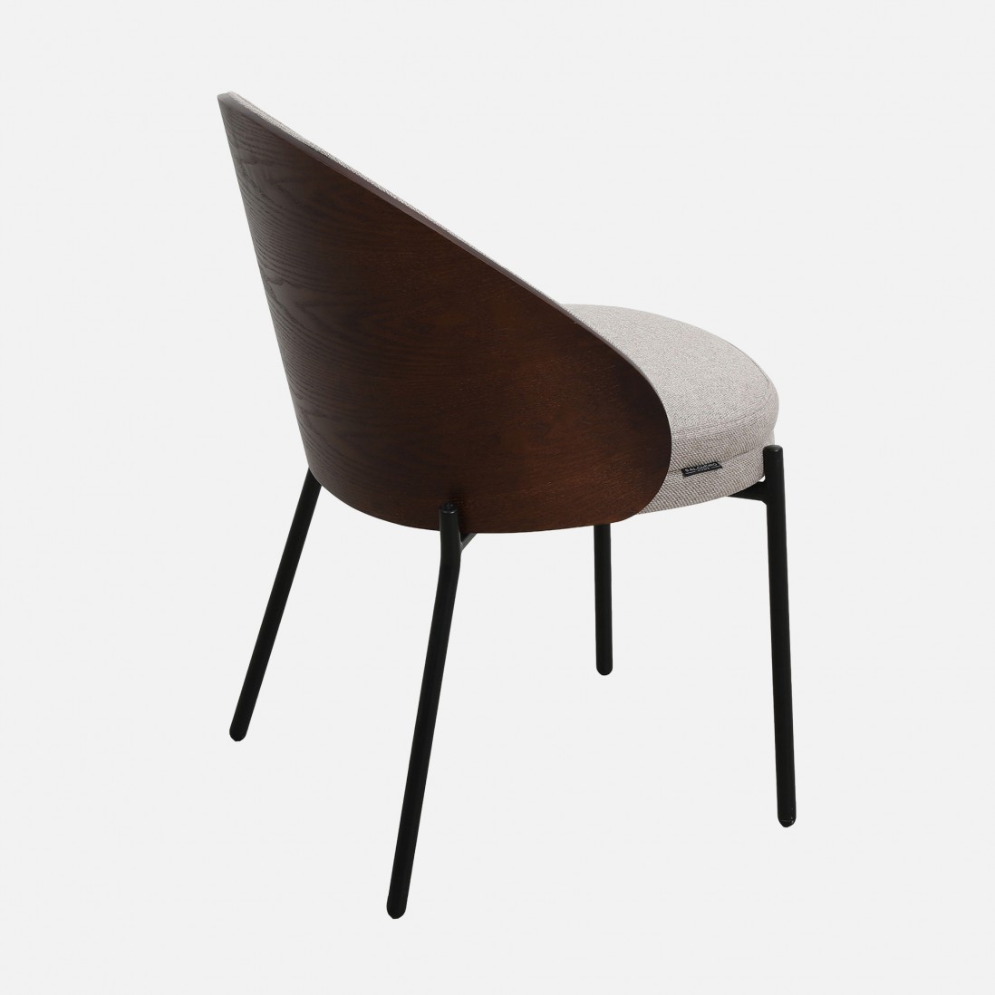 Arles chair taupe chenille with ash back in wenge finish and black metal legs