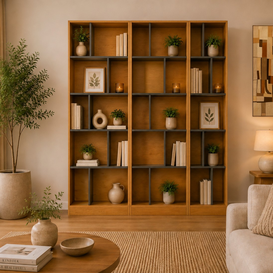 Laak oak effect and grey shelving unit 40cm
