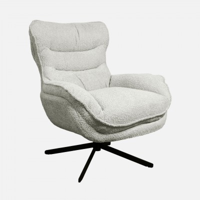 Bouclé Fabric Swivel Armchair Chablis Beige Bouclé Fabric Swivel Armchair Chablis Beige
