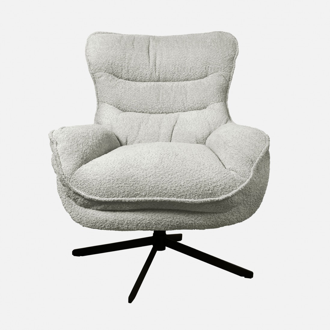 Boucl� Fabric Swivel Armchair Chablis Beige