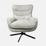 Boucl� Fabric Swivel Armchair Chablis Beige