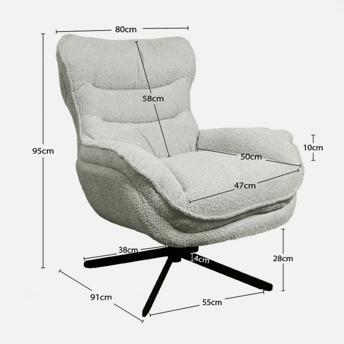 Boucl� Fabric Swivel Armchair Chablis Beige