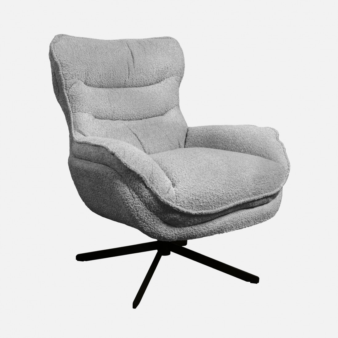 Boucl� Fabric Swivel Armchair Chablis Gray