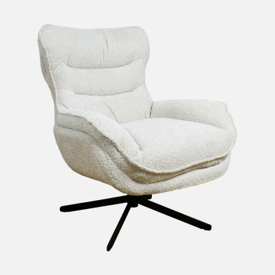 Bouclé Fabric Swivel Armchair Chablis Cream Beige Bouclé Fabric Swivel Armchair Chablis Cream Beige