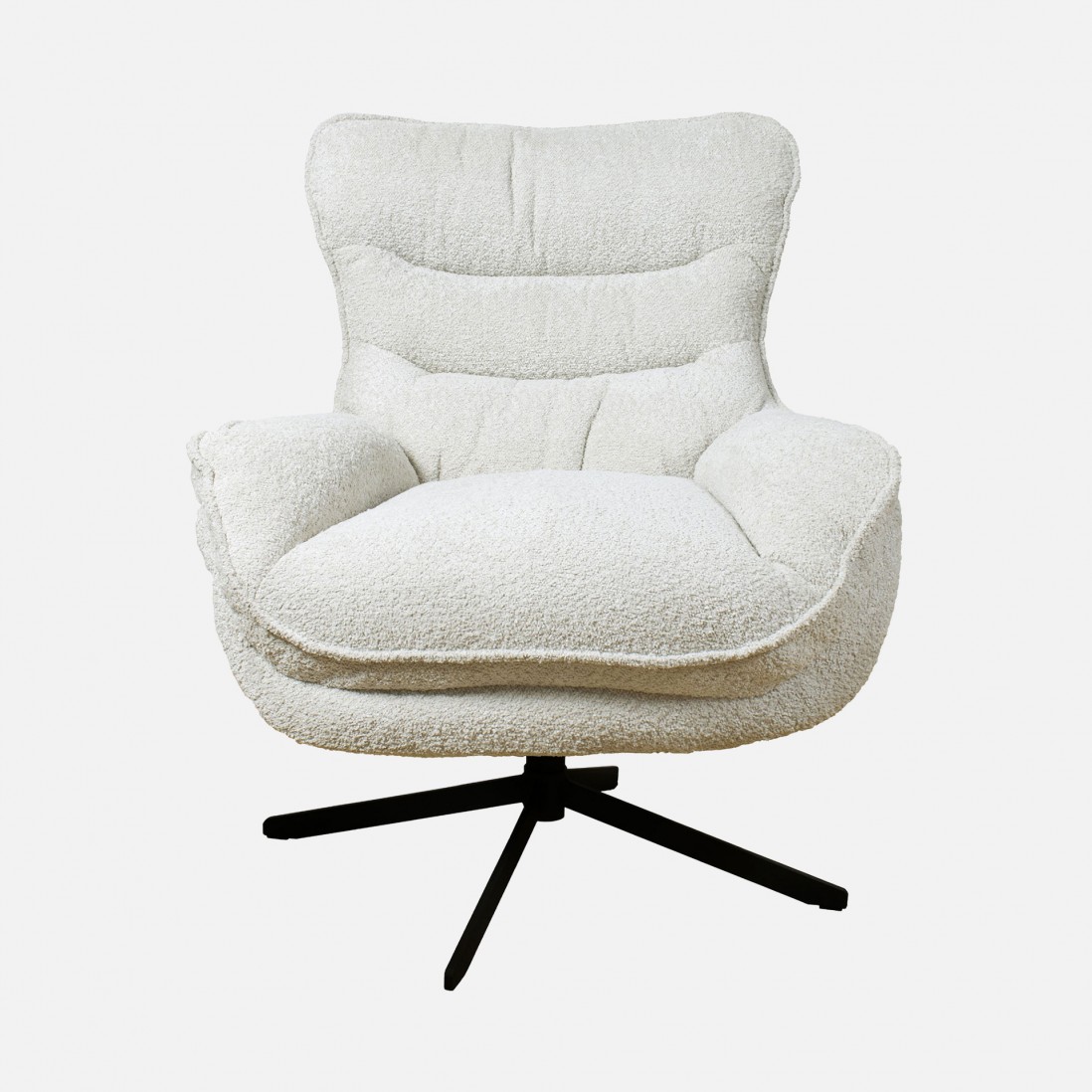 Boucl� Fabric Swivel Armchair Chablis Cream Beige