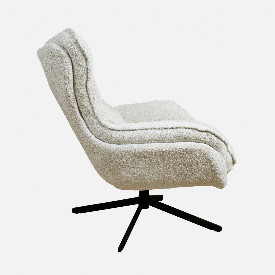 Boucl� Fabric Swivel Armchair Chablis Cream Beige