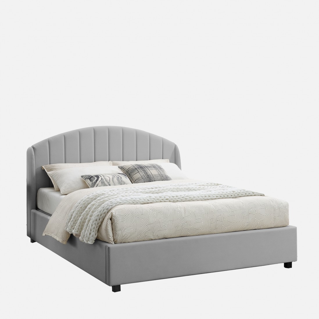 Cama de Casal com Arruma��o e Estrado Elevat�rio 160x200cm Aragon Cinza