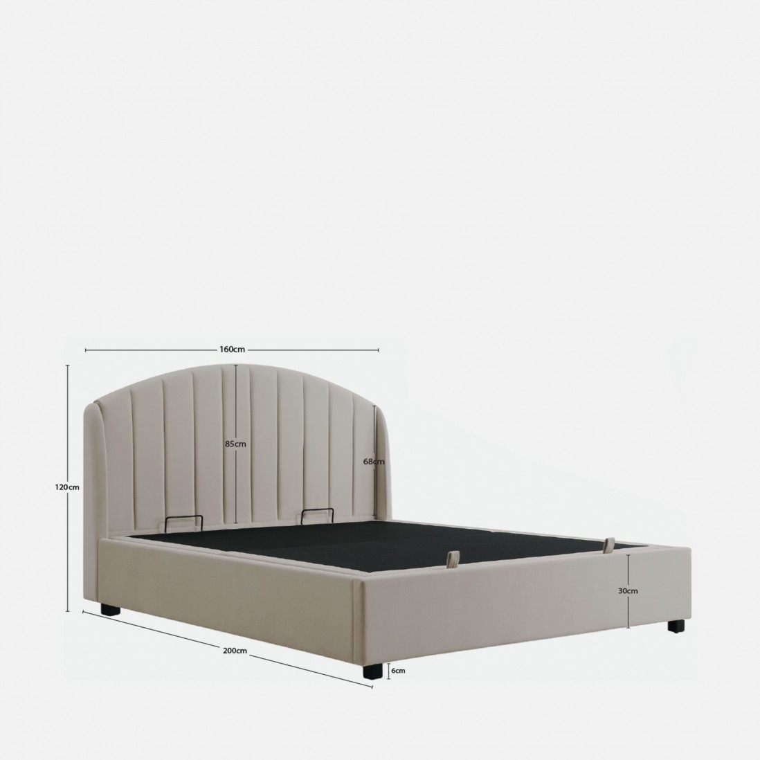 Double Bed with Storage and Lifting Platform 160x200cm Aragon Beige