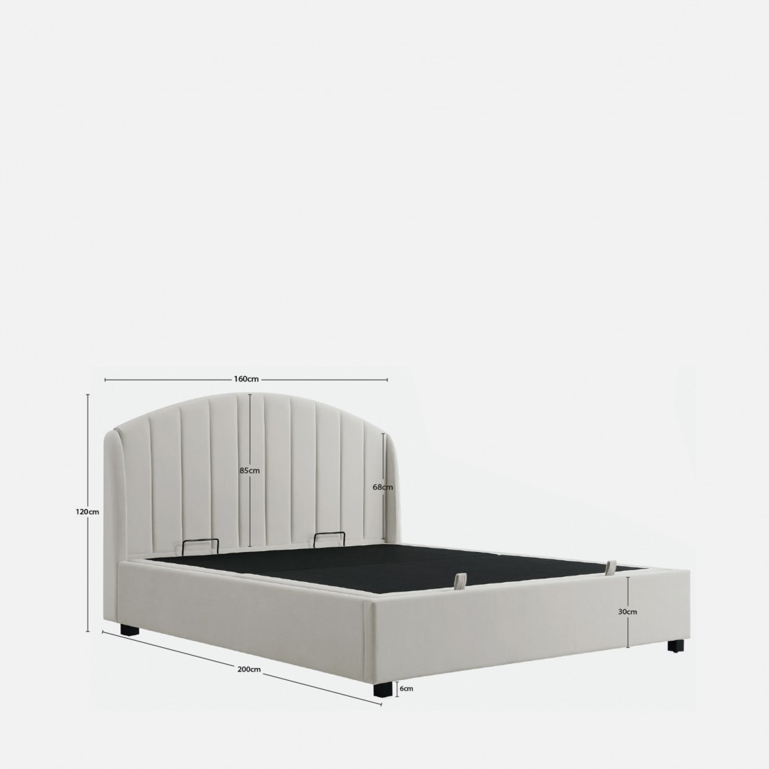 Double Bed with Storage and Lifting Platform 160x200cm Aragon Crema