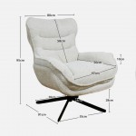 Boucl� Fabric Swivel Armchair Chablis Cream Beige
