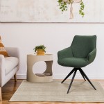 Dijon chair green fabric swivel and black metal legs