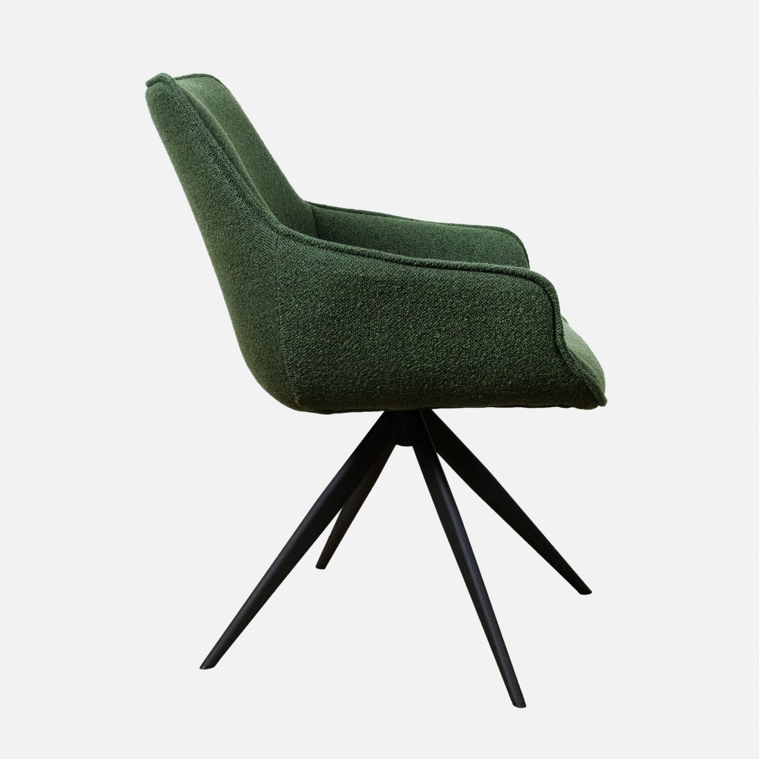 Dijon chair green fabric swivel and black metal legs
