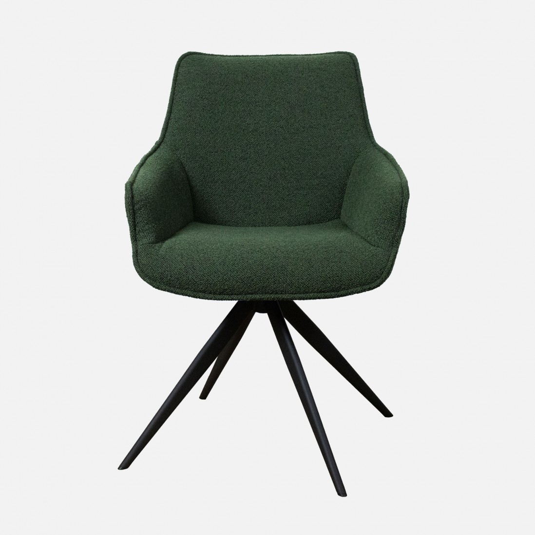 Dijon chair green fabric swivel and black metal legs