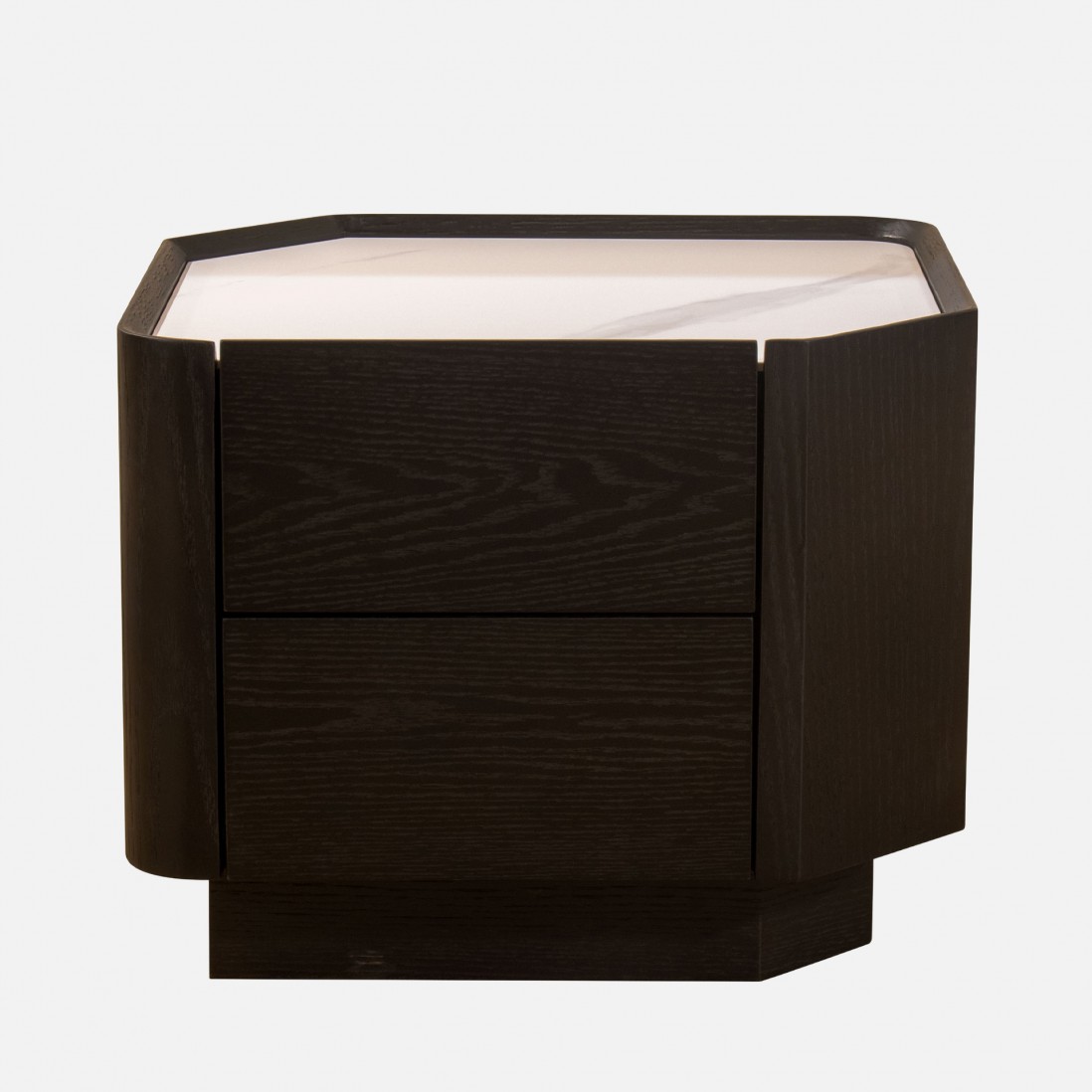 Wood and Stone Bedside Table with 2 Drawers Muralis Brown