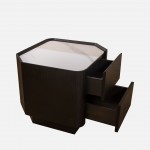 Wood and Stone Bedside Table with 2 Drawers Muralis Brown