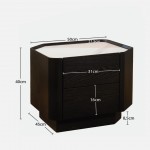 Wood and Stone Bedside Table with 2 Drawers Muralis Brown