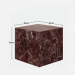 Side table in Burgundy Cube Stone Composite