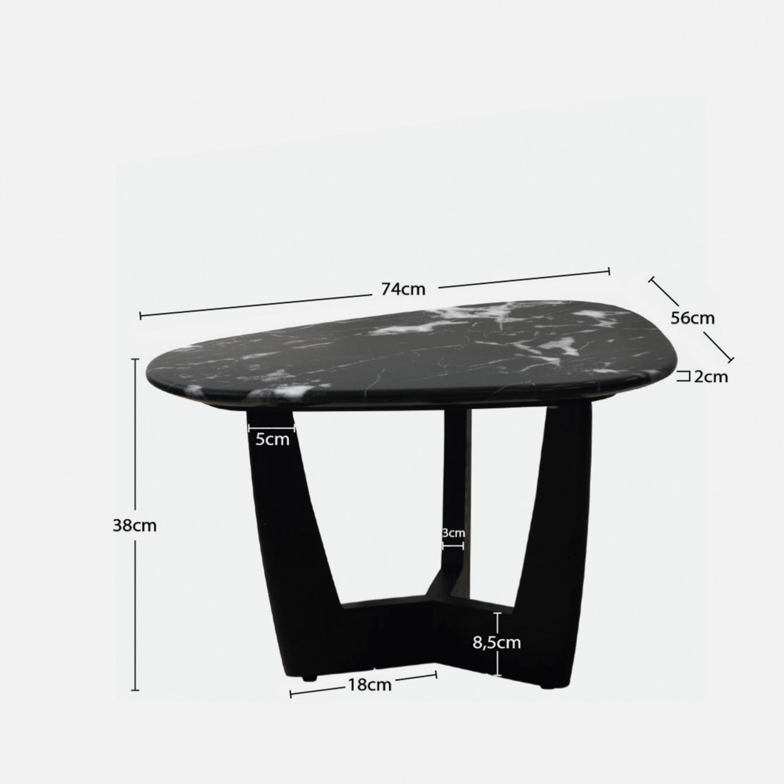 Wood and Stone Coffee Table Hydra Black