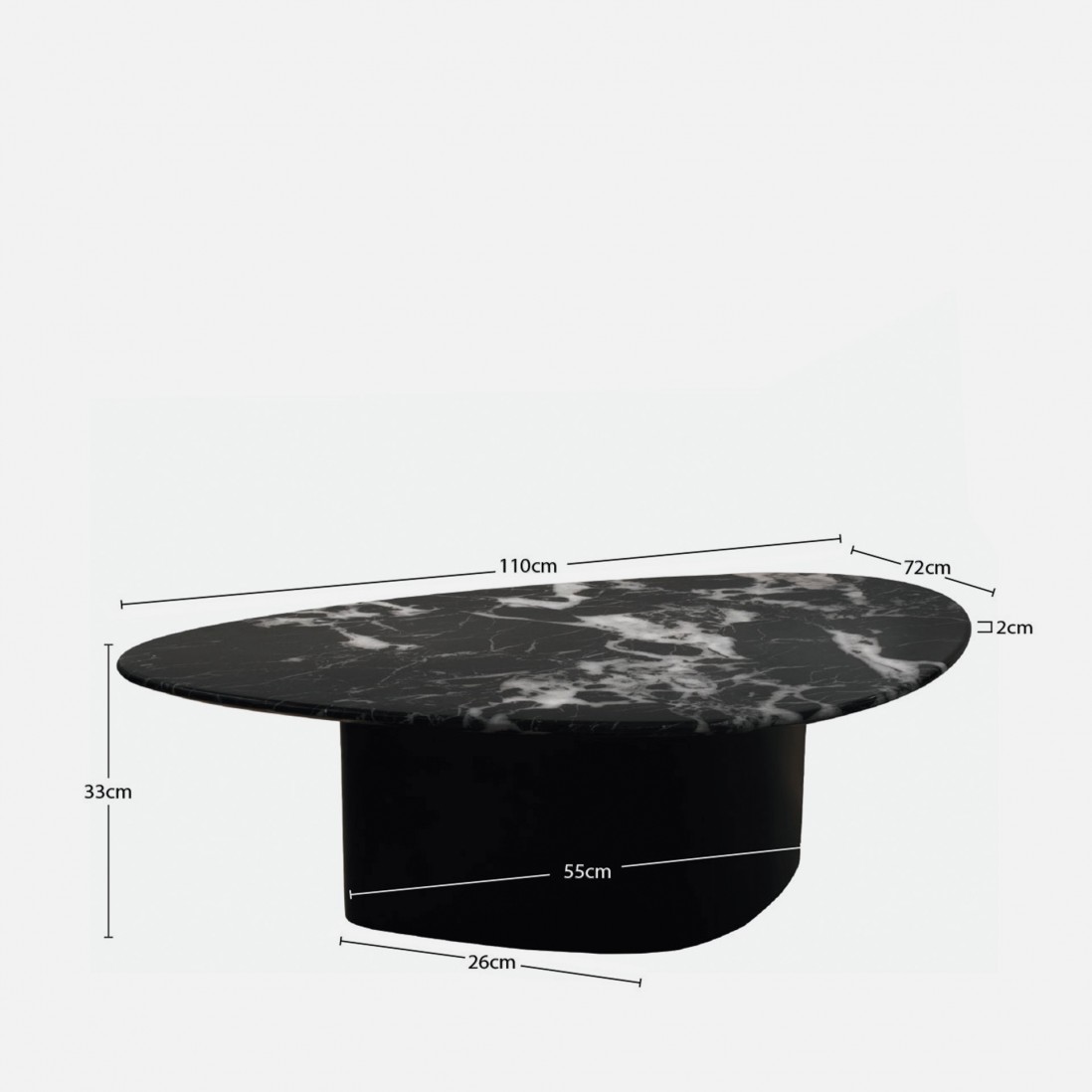 Metal and Stone Coffee Table Lepus Black