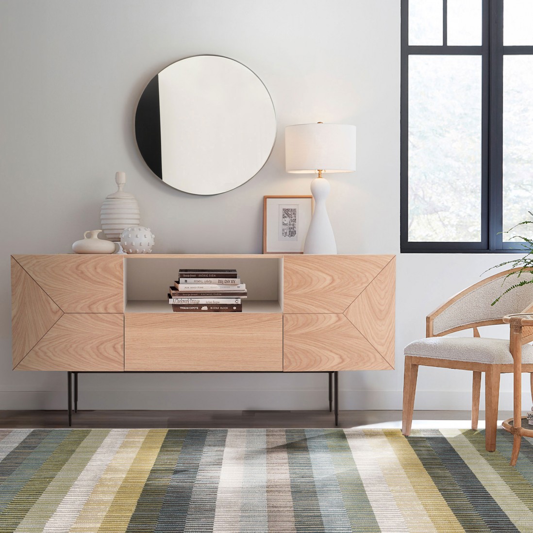 2-Door Sideboard with Oak Drawer Scutum Brown