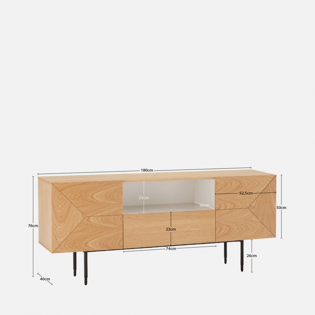 2-Door Sideboard with Oak Drawer Scutum Brown