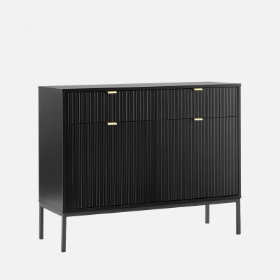 Wooden 2-Door with Drawers Sideboard Virgo Black Wooden 2-Door with Drawers Sideboard Virgo Black