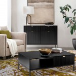 Wooden 2-Door with Drawers Sideboard Virgo Black