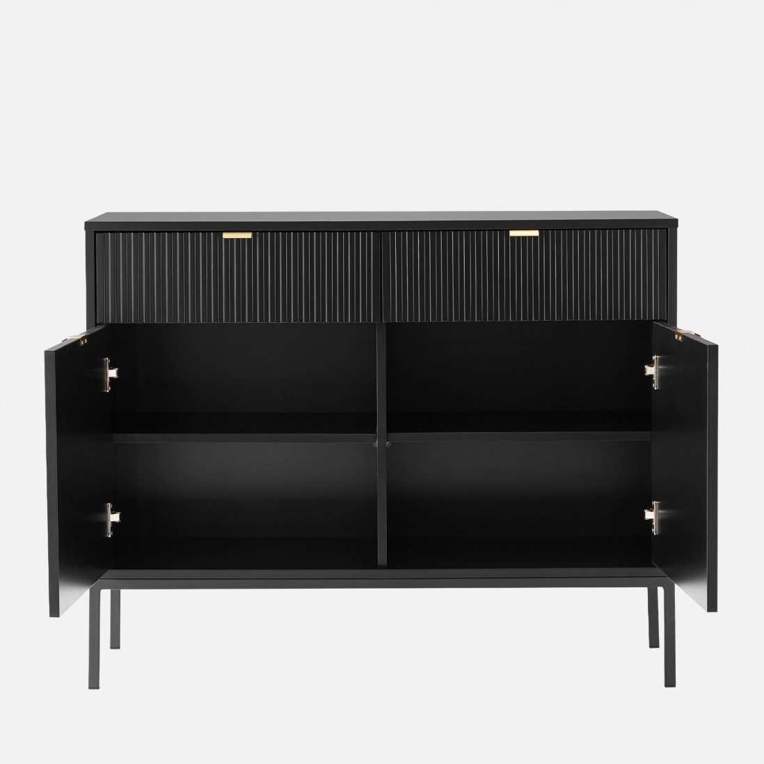 Wooden 2-Door with Drawers Sideboard Virgo Black