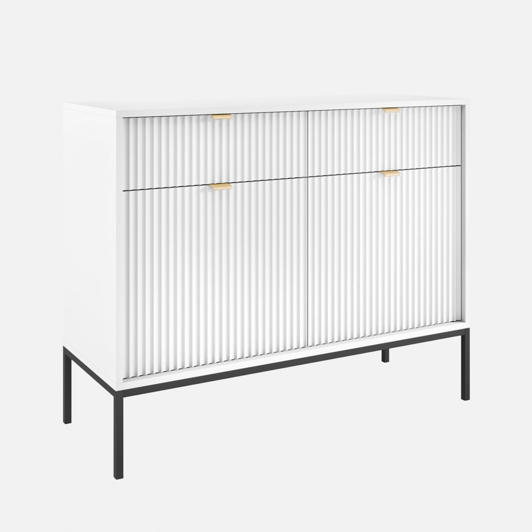 Wooden 2-Door with Drawers Sideboard Virgo White