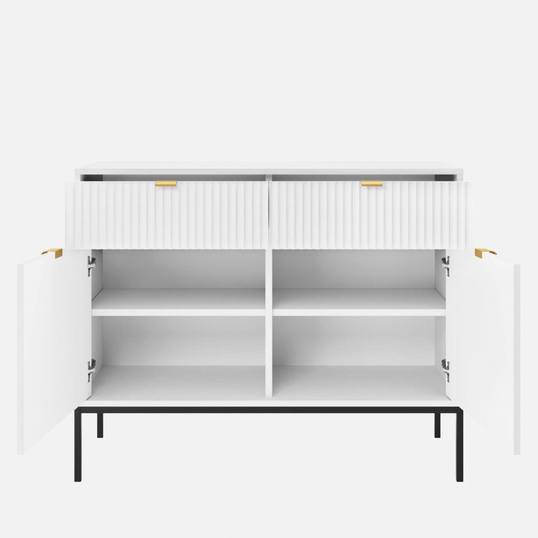 Wooden 2-Door with Drawers Sideboard Virgo White