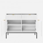 Wooden 2-Door with Drawers Sideboard Virgo White