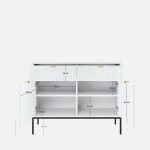 Wooden 2-Door with Drawers Sideboard Virgo White