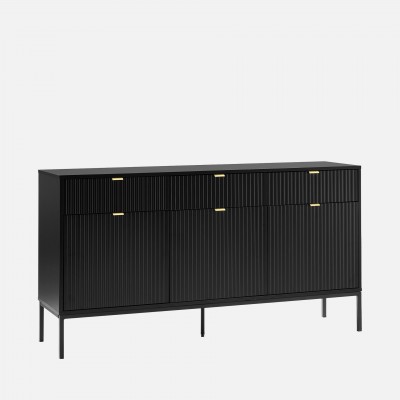 Wooden 3-Door with Drawers Sideboard Virgo Black Wooden 3-Door with Drawers Sideboard Virgo Black