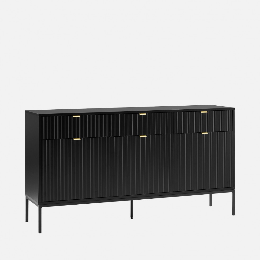 Wooden 3-Door with Drawers Sideboard Virgo Black