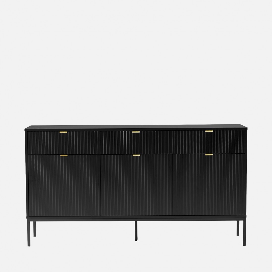 Wooden 3-Door with Drawers Sideboard Virgo Black