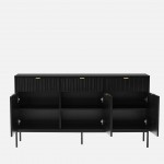 Wooden 3-Door with Drawers Sideboard Virgo Black