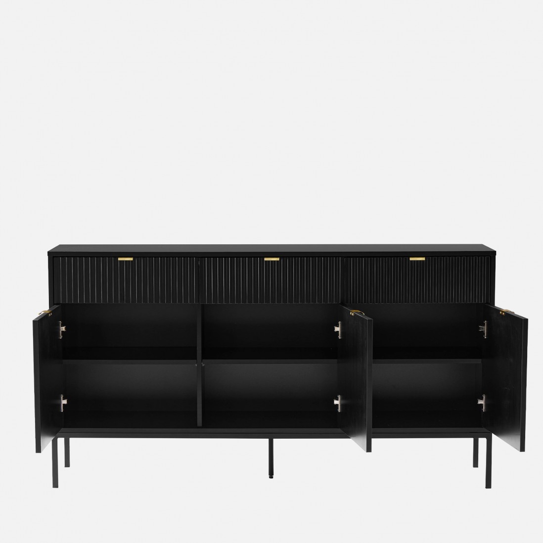Wooden 3-Door with Drawers Sideboard Virgo Black