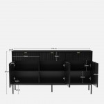 Wooden 3-Door with Drawers Sideboard Virgo Black