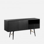 Wooden Sideboard with 2 Doors and 2 Drawers Volans Black