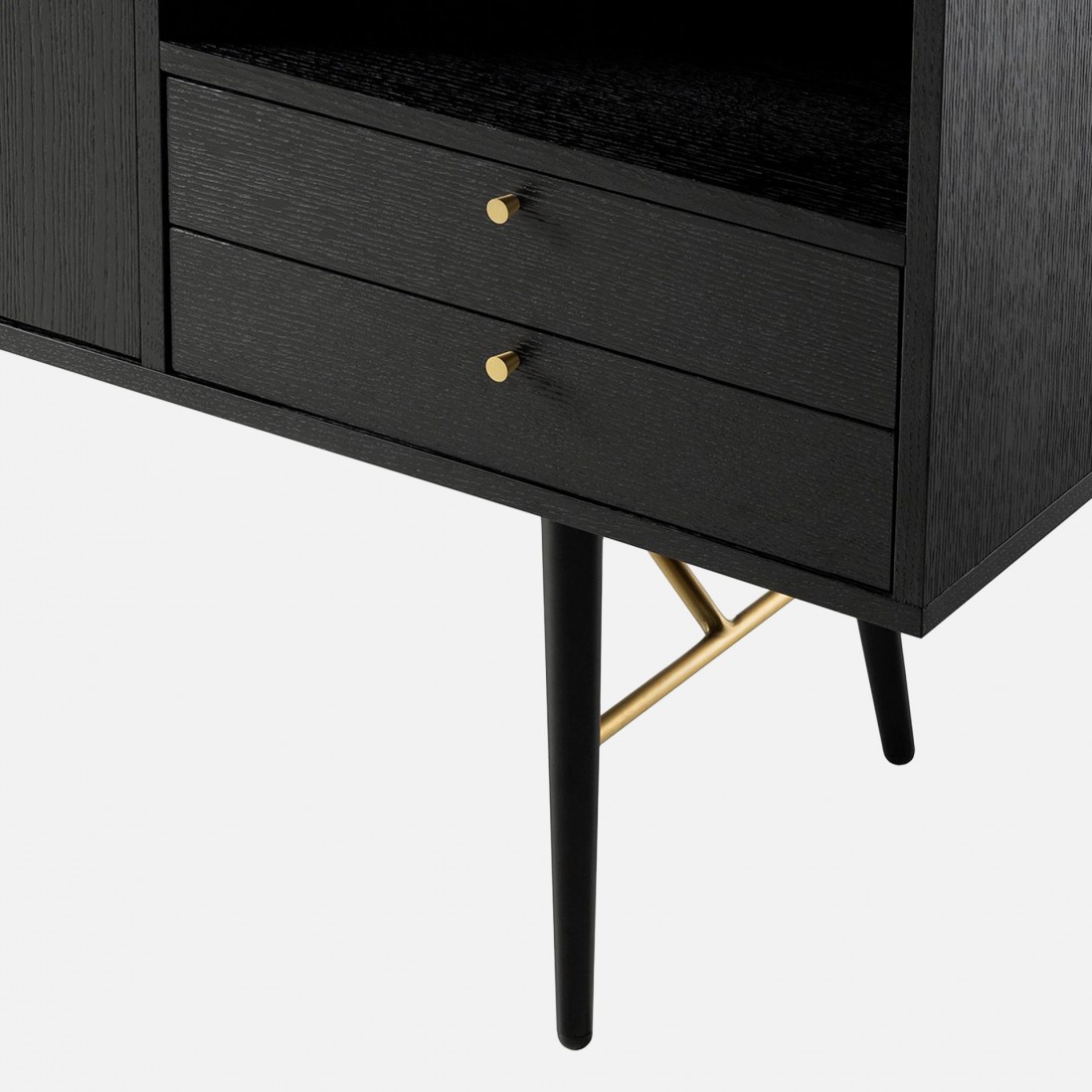 Wooden Sideboard with 2 Doors and 2 Drawers Volans Black