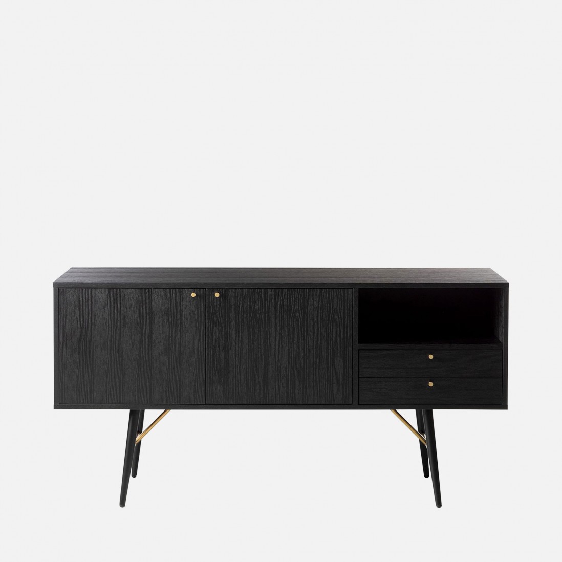 Wooden Sideboard with 2 Doors and 2 Drawers Volans Black