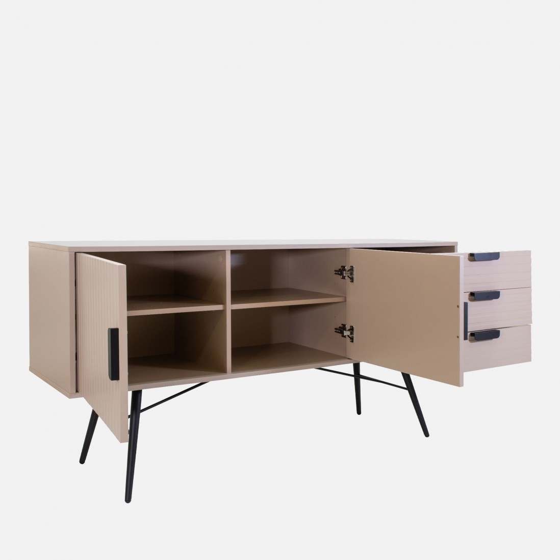 Wooden Sideboard with 2 Doors and 2 Drawers Pavo Beige