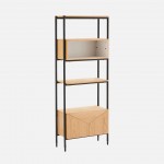 Oak Wood Bookcase with Drawer Scutum Brown