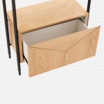 Oak Wood Bookcase with Drawer Scutum Brown