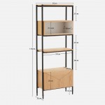 Oak Wood Bookcase with Drawer Scutum Brown