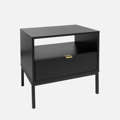 Wooden Bedside Table with Drawer Virgo Black