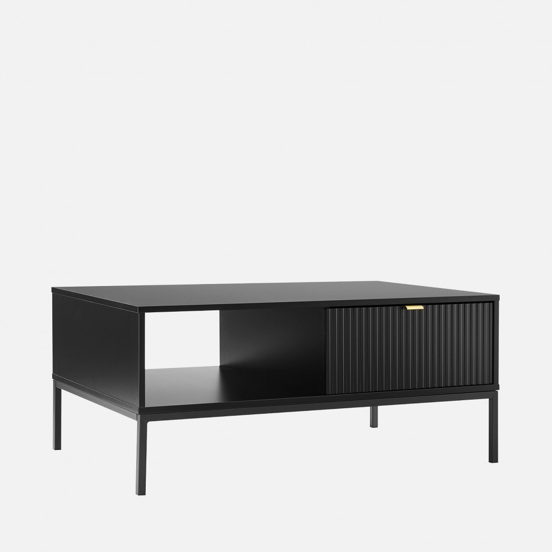 Wooden Coffee Table with Drawer Virgo Black