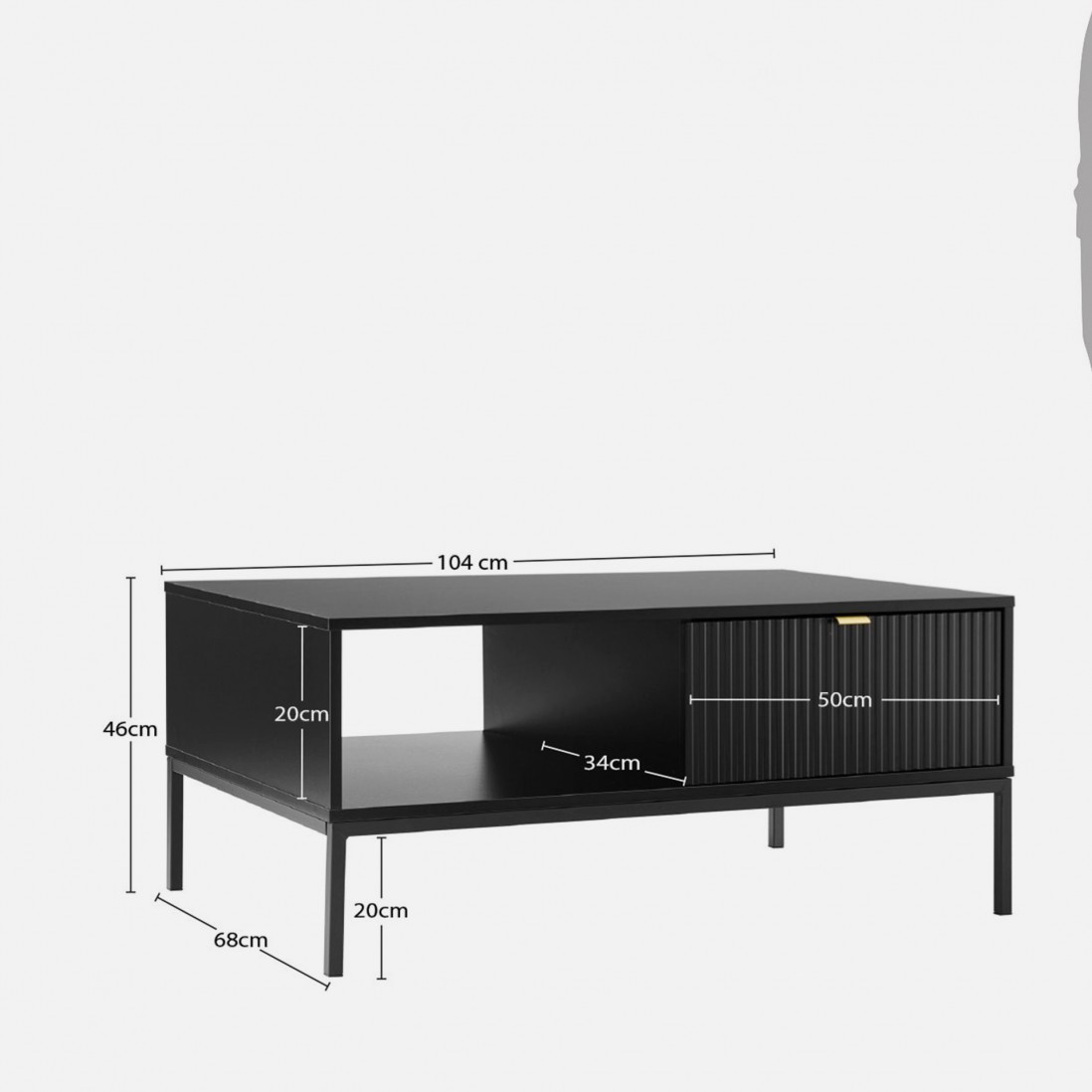 Wooden Coffee Table with Drawer Virgo Black